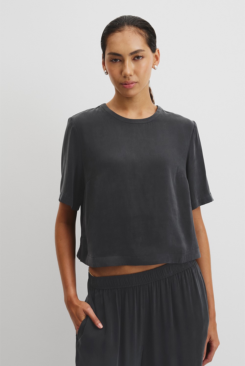 Short Sleeve Cupro Woven T-Shirt