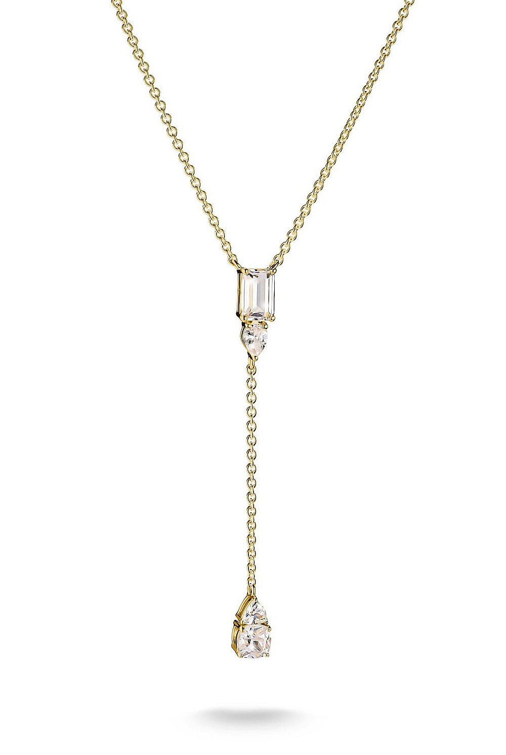 Bold Y Chain With Stones In Gold