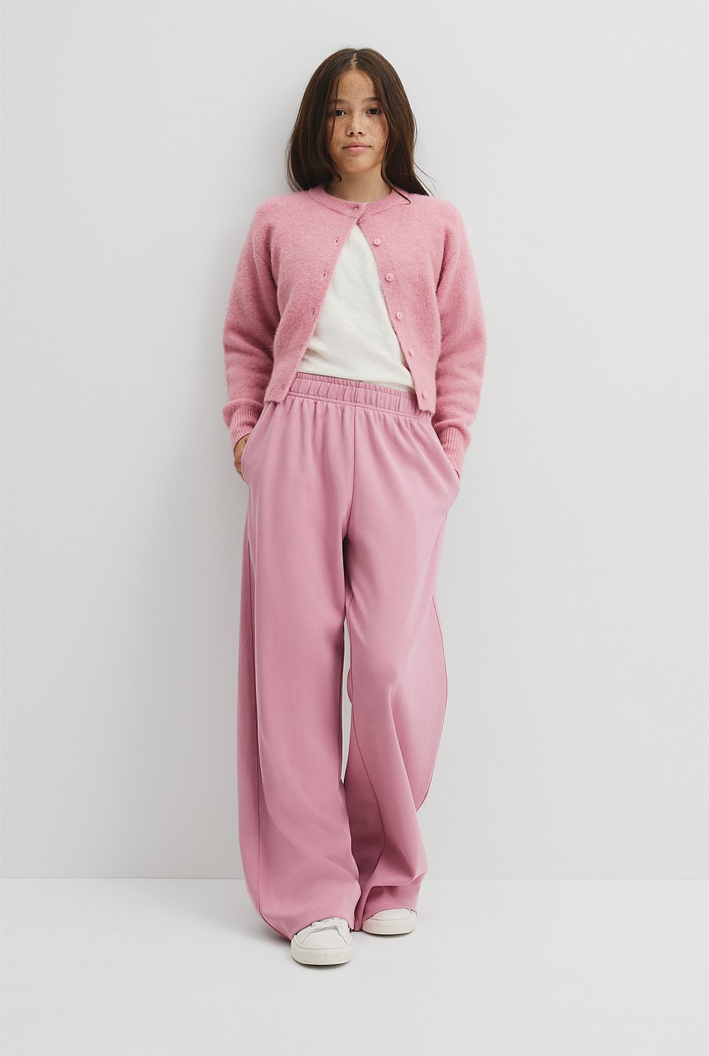 Teen Fluffy Crew Knit Cardigan