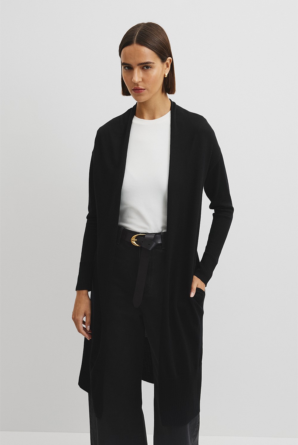 Lightweight Merino Wool Longline Cardigan