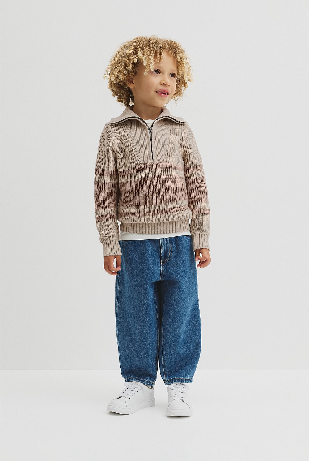 Stripe Half Zip Knit