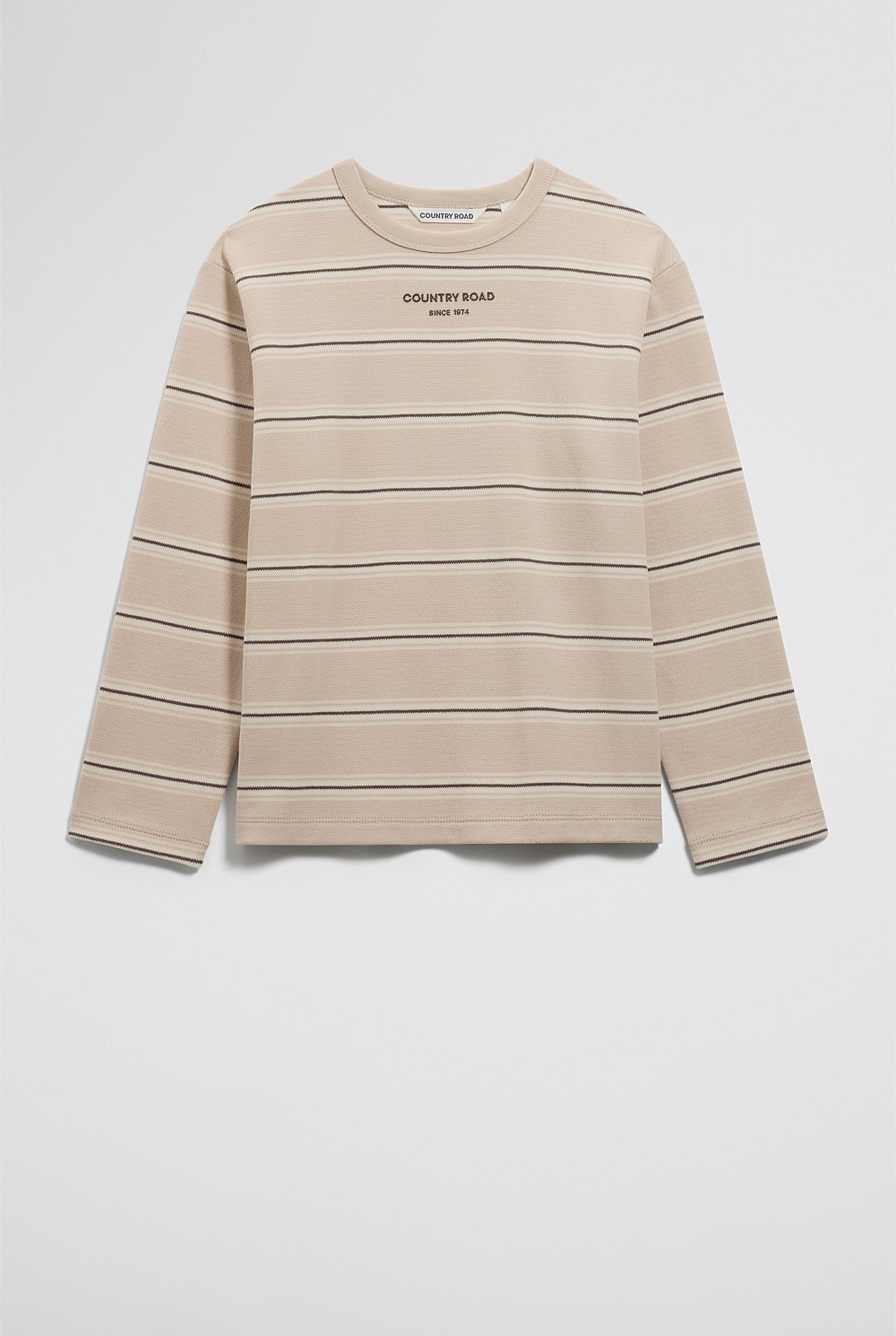 Organically Grown Cotton Stripe Long Sleeve Pique T-Shirt