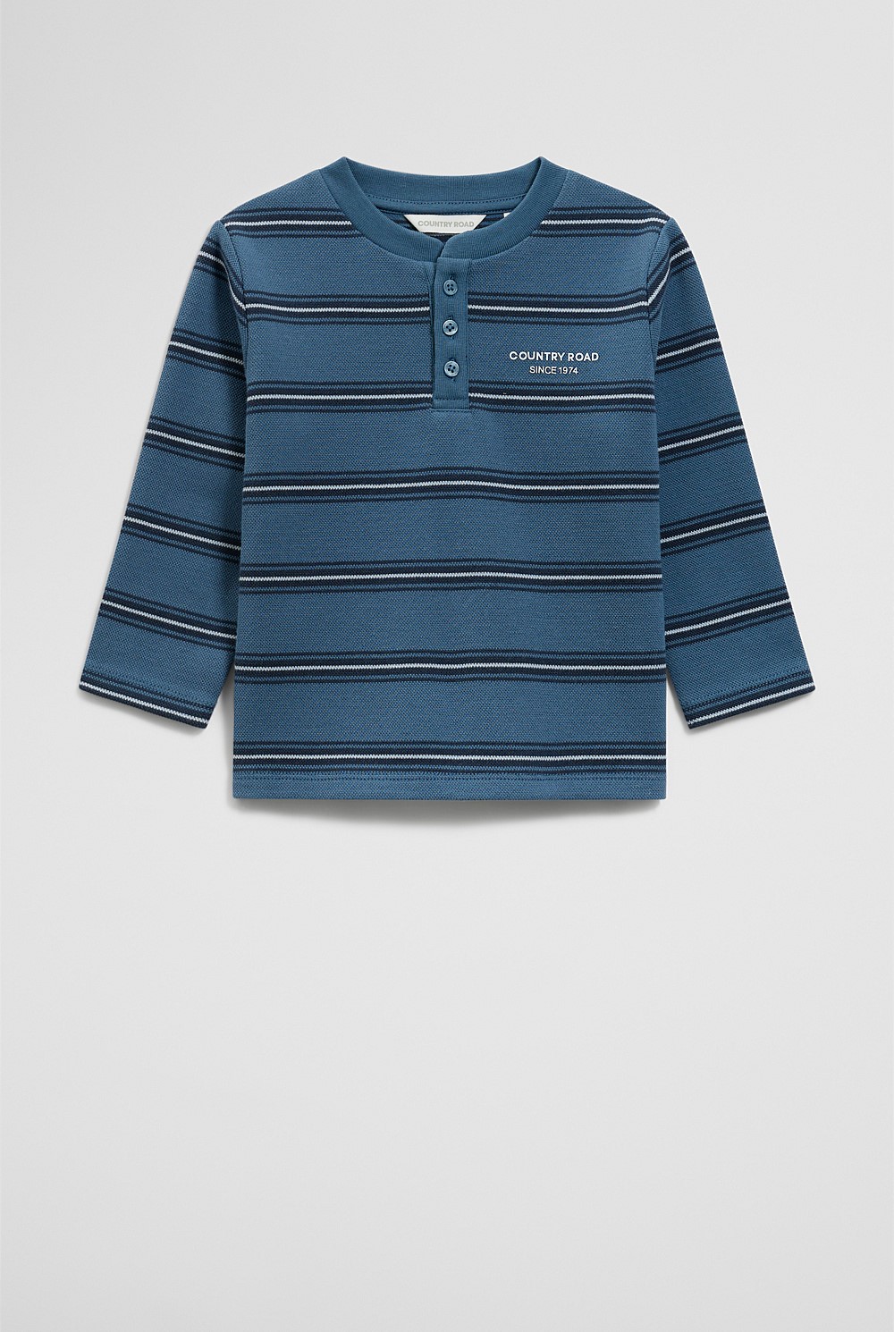 Organically Grown Cotton Stripe Long Sleeve Pique T-Shirt