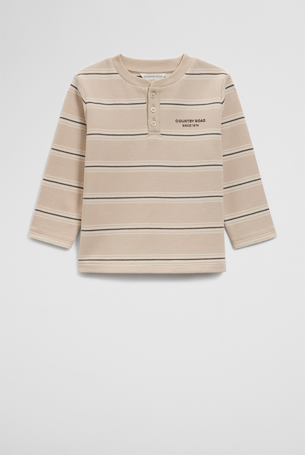 Organically Grown Cotton Stripe Long Sleeve Pique T-Shirt