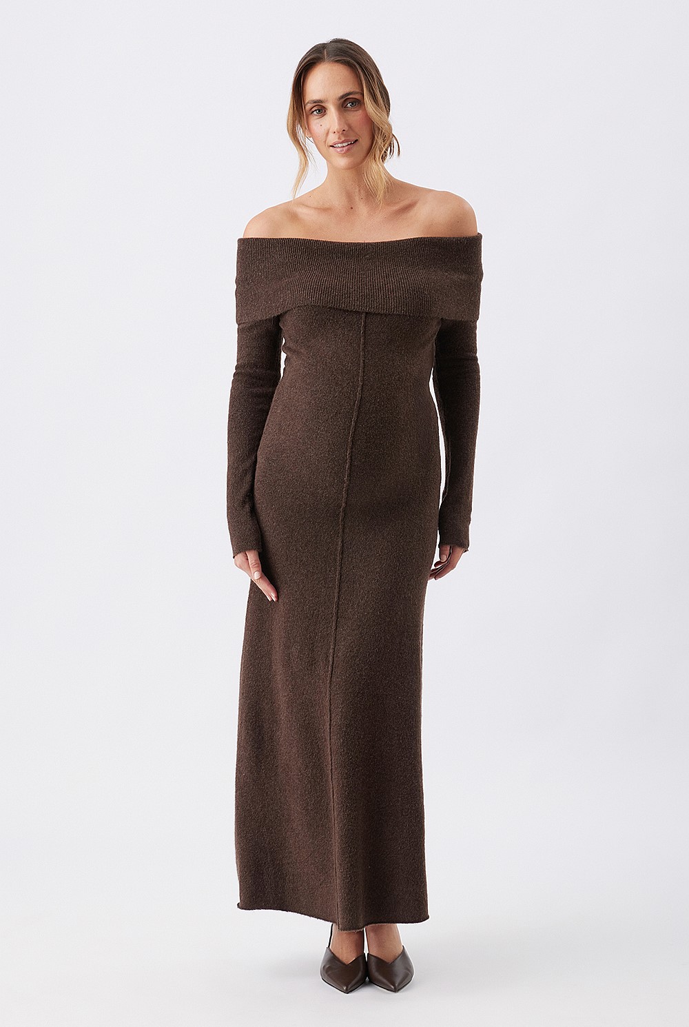 Tyla Off Shoulder Knit Maternity Dress