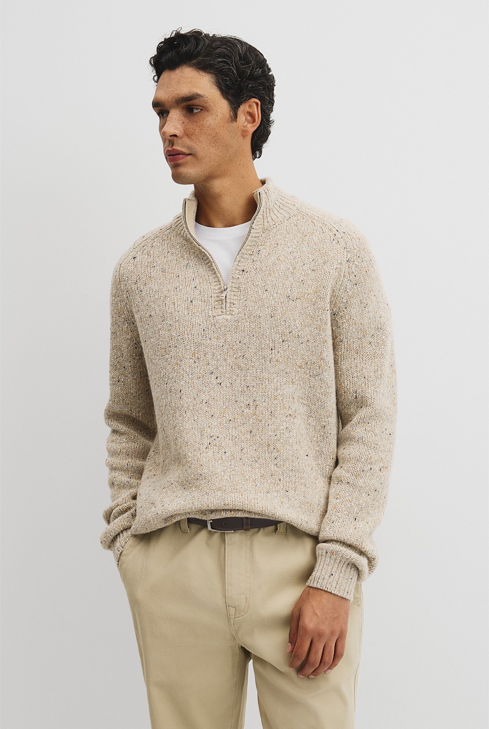 Merino Nep Quarter Zip Knit