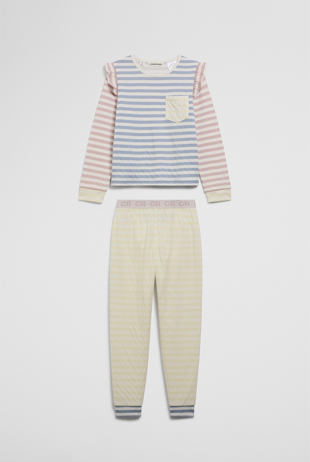 Australian Cotton Contrast Stripe Print Sleep Set