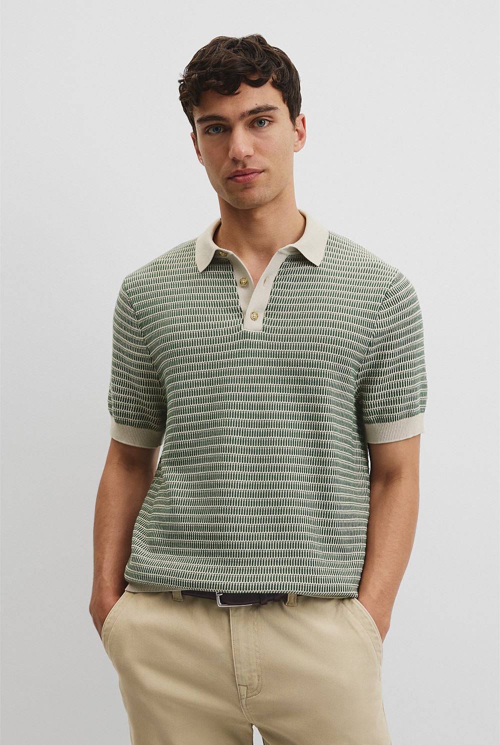 Australian Cotton Textured Knit Polo