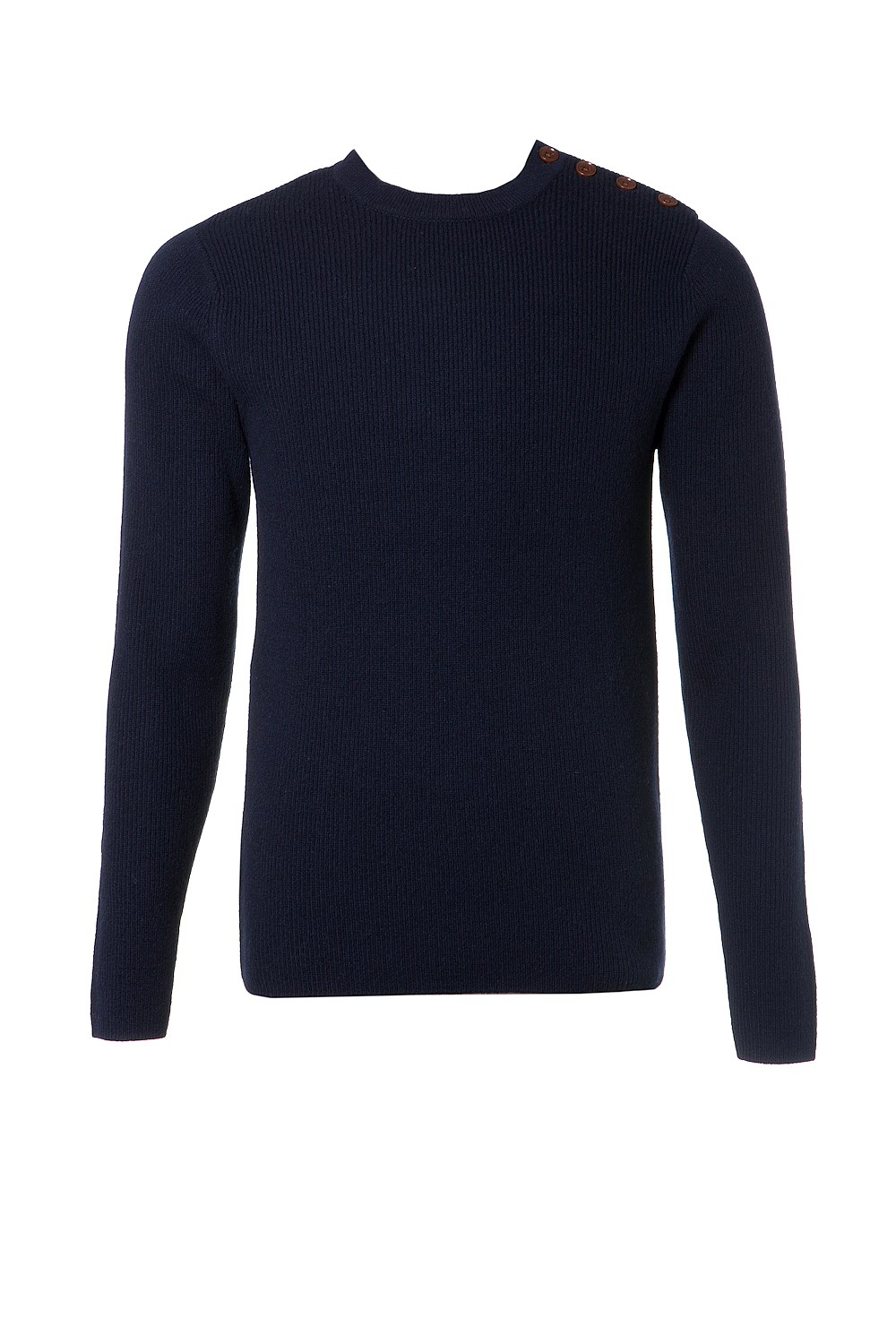Button Shoulder Crew Neck Knit