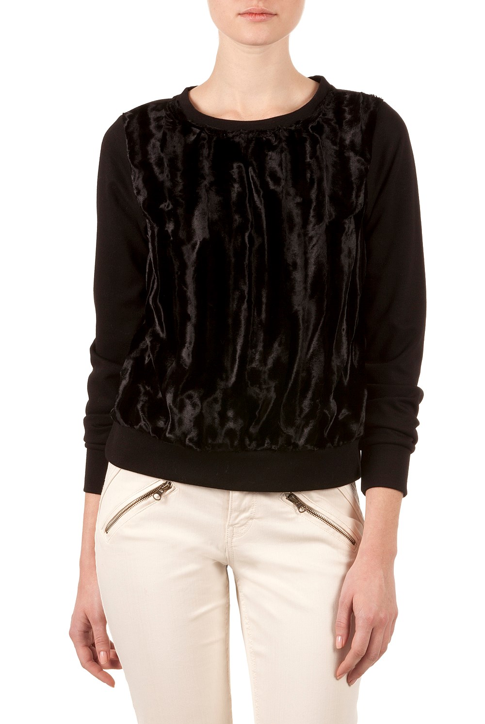 Faux Fur Spliced Sweat