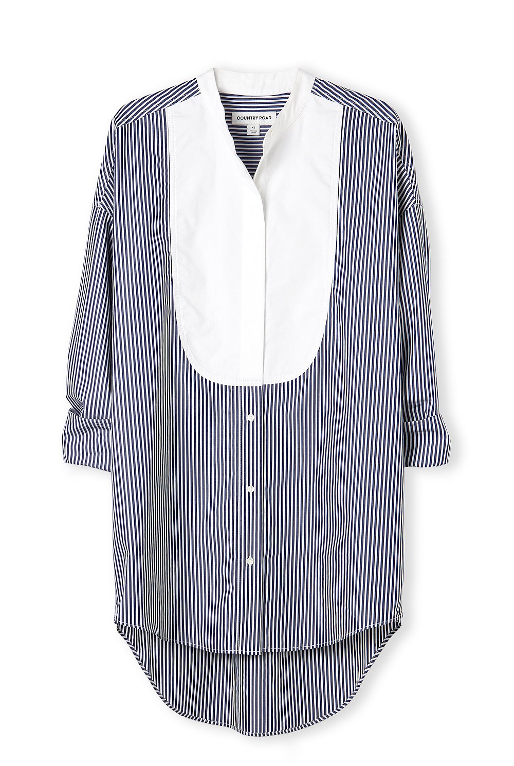 Contrast Collar Stripe Shirt