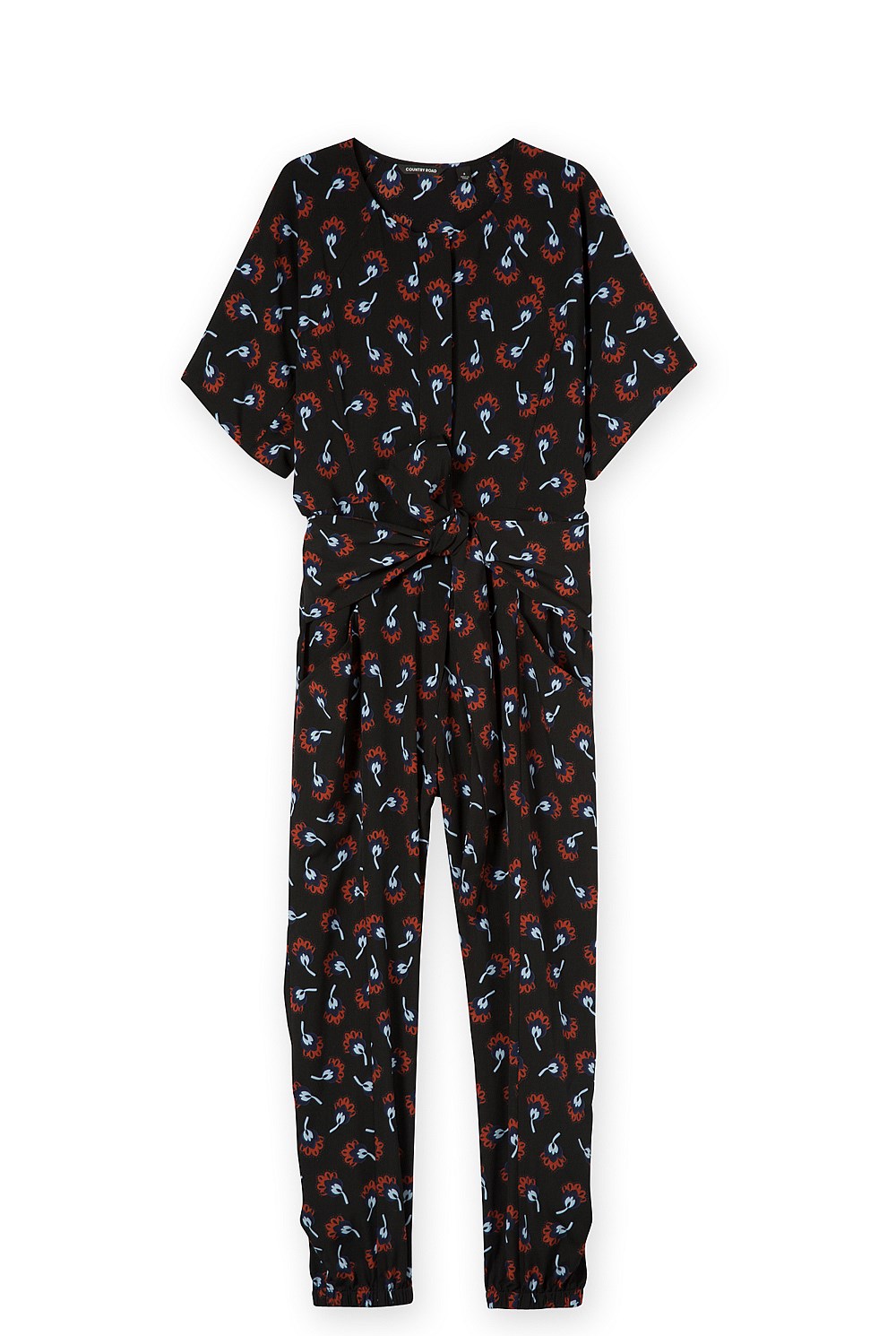 Print Tie Waist Jumpsuit
