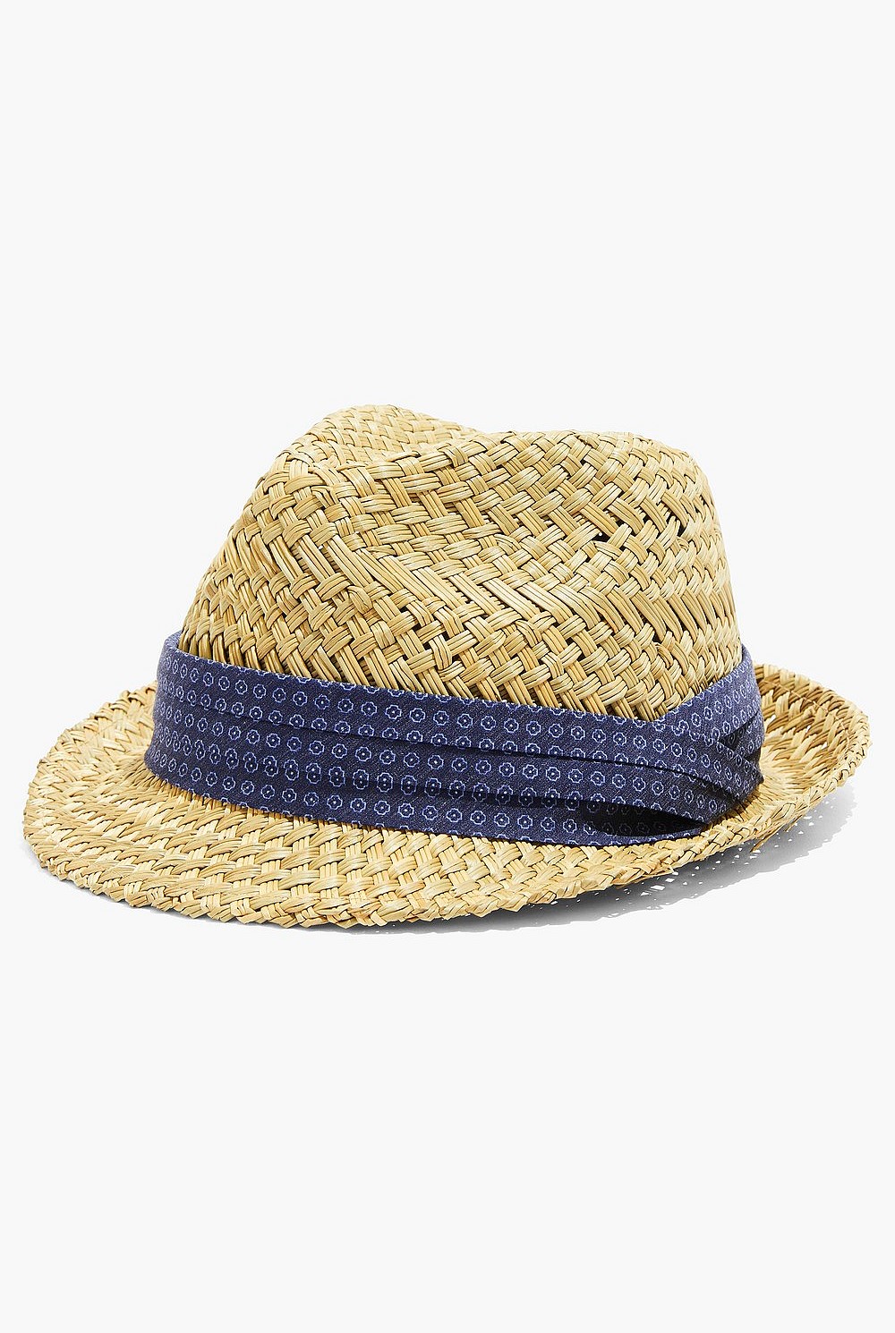 Printed Straw Trilby Hat