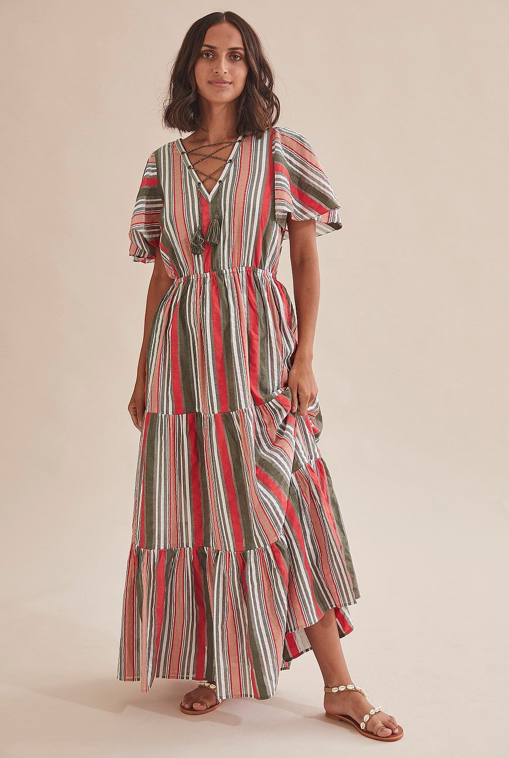 Seersucker Stripe Maxi Dress