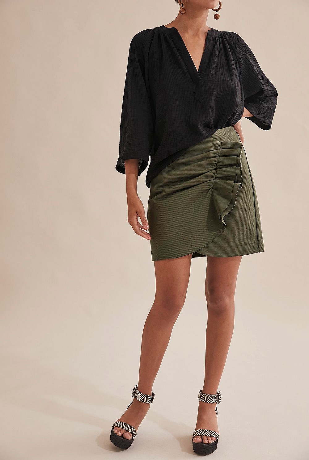 Gathered Ponte Skirt