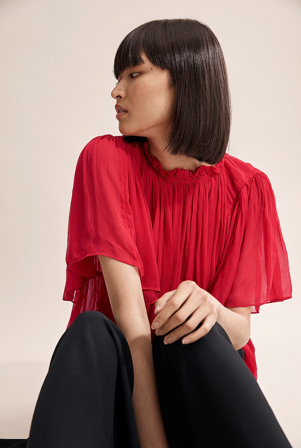 Ruffle Sleeve Blouse