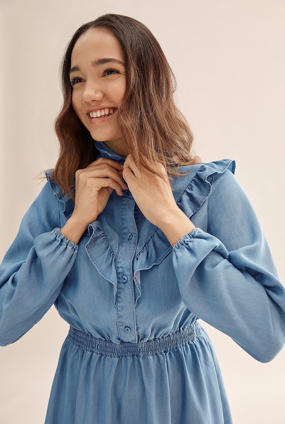 Teen Chambray Frill Dress