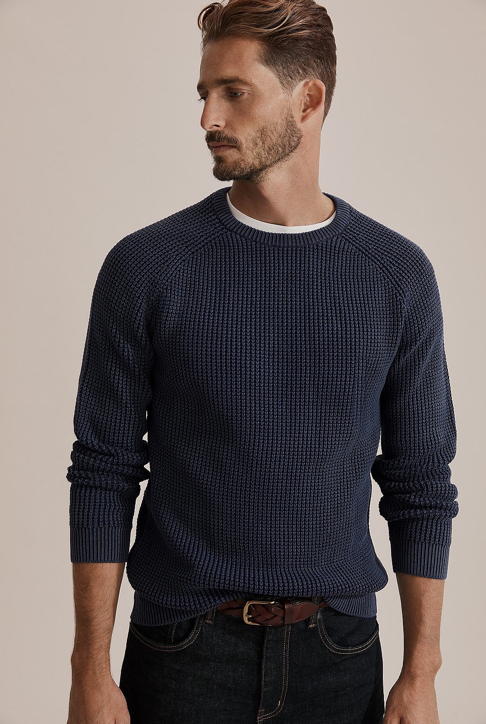 Waffle Cotton Crew Knit