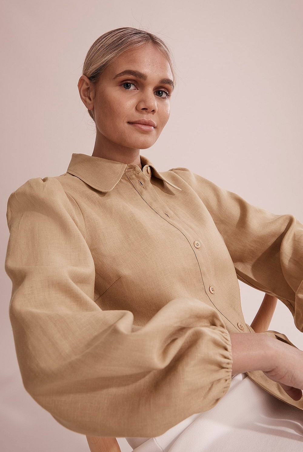 Linen Knot Front Blouse