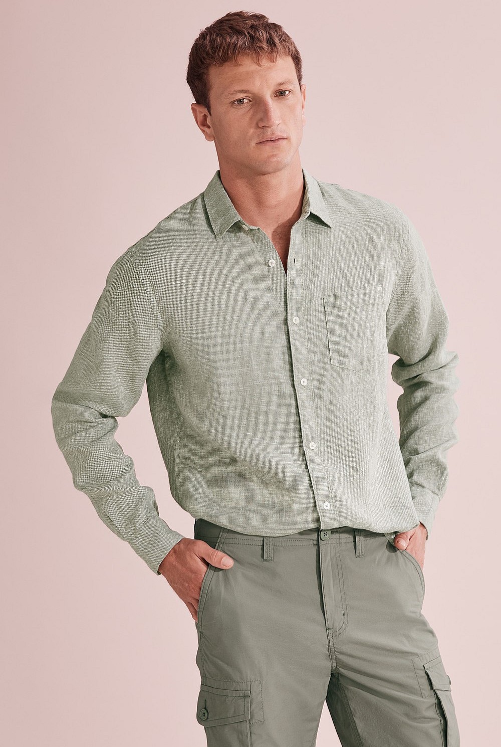 Regular Textured Linen Shirt