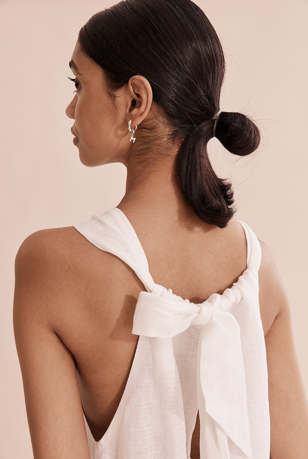Linen Crinkle Tiered Mini Dress