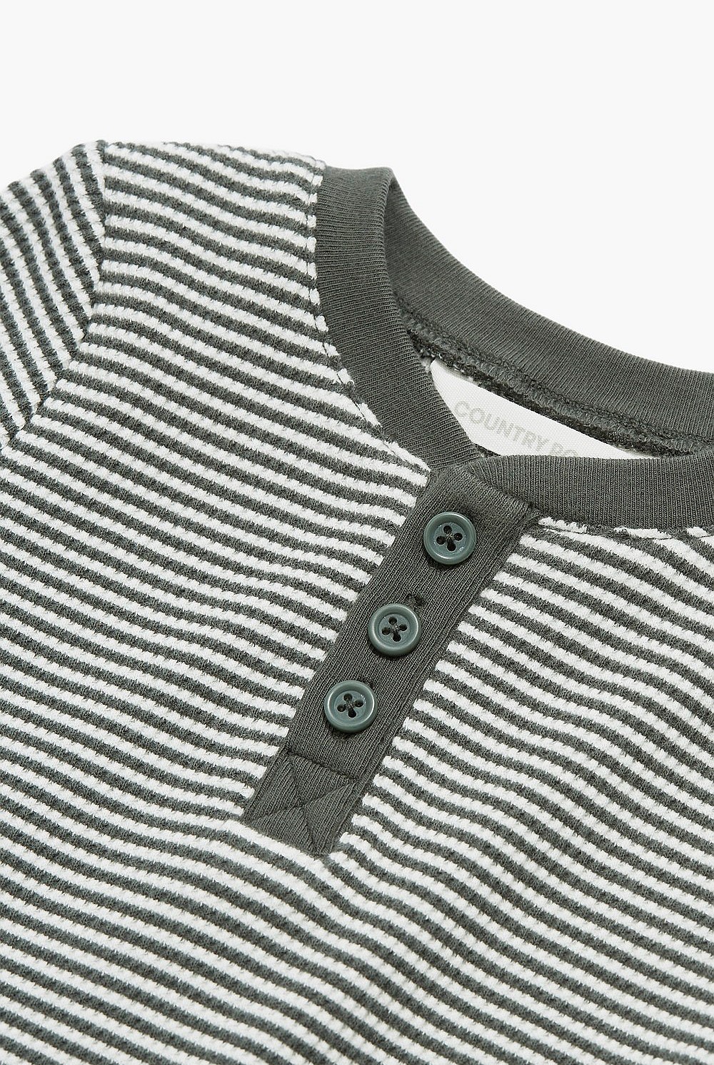 Organically Grown Cotton Stripe Waffle Henley