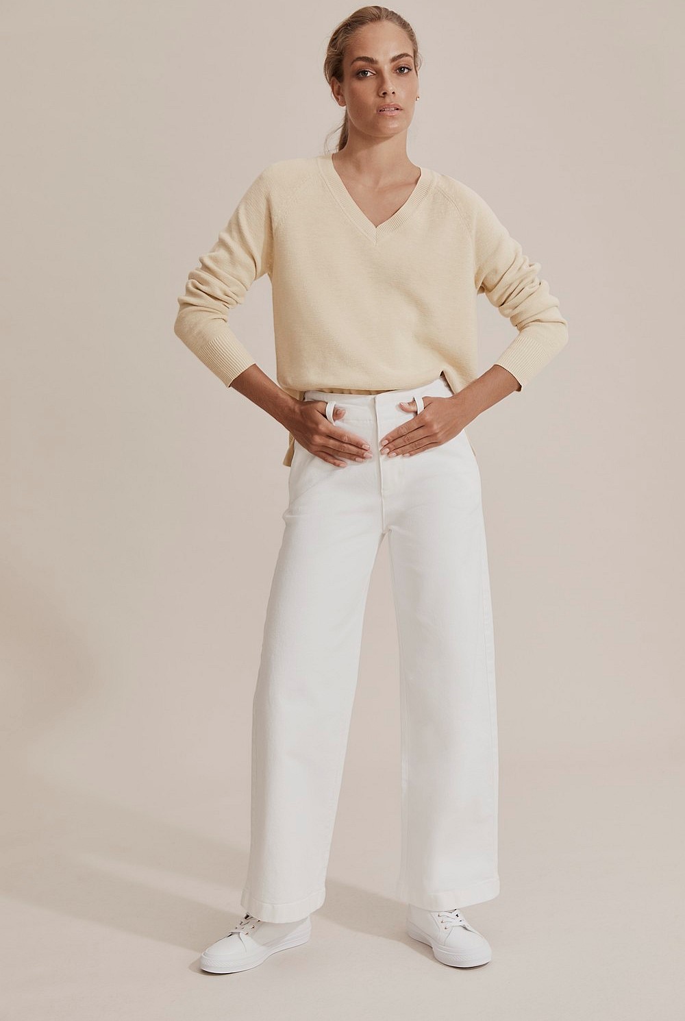 Cotton Linen V-Neck Knit