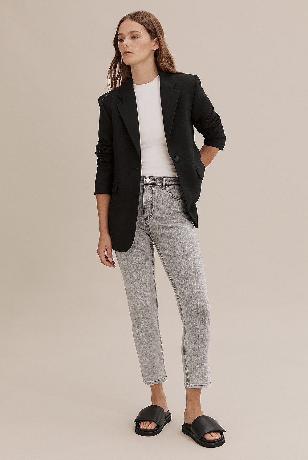 Cotton High Waist Straight Jean
