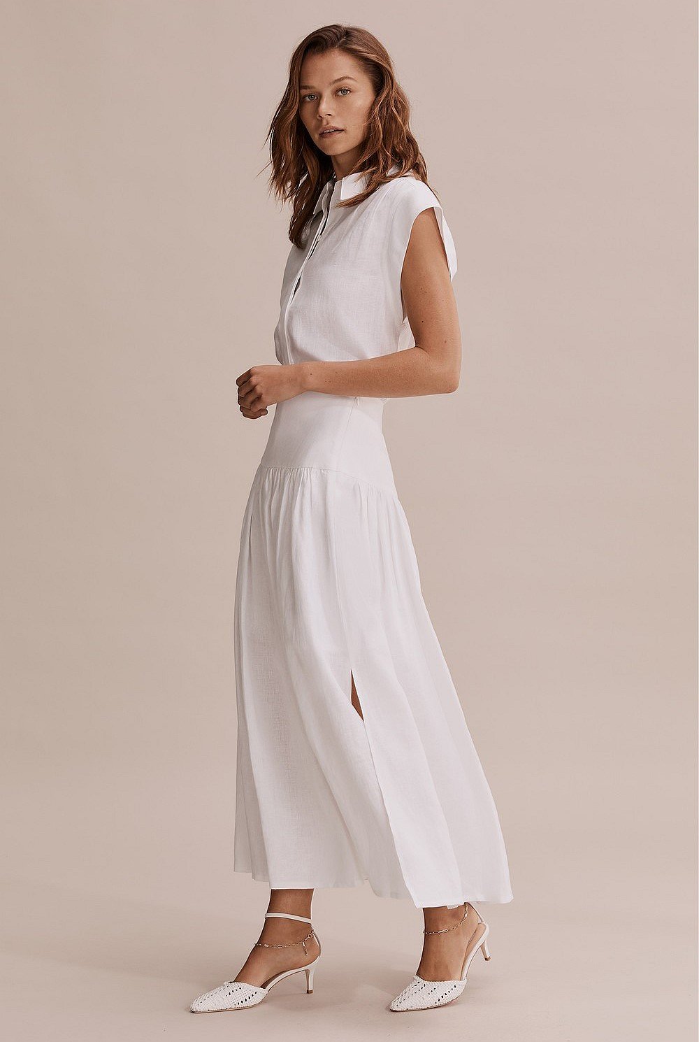 Organically Grown French Linen Basque Maxi Skirt