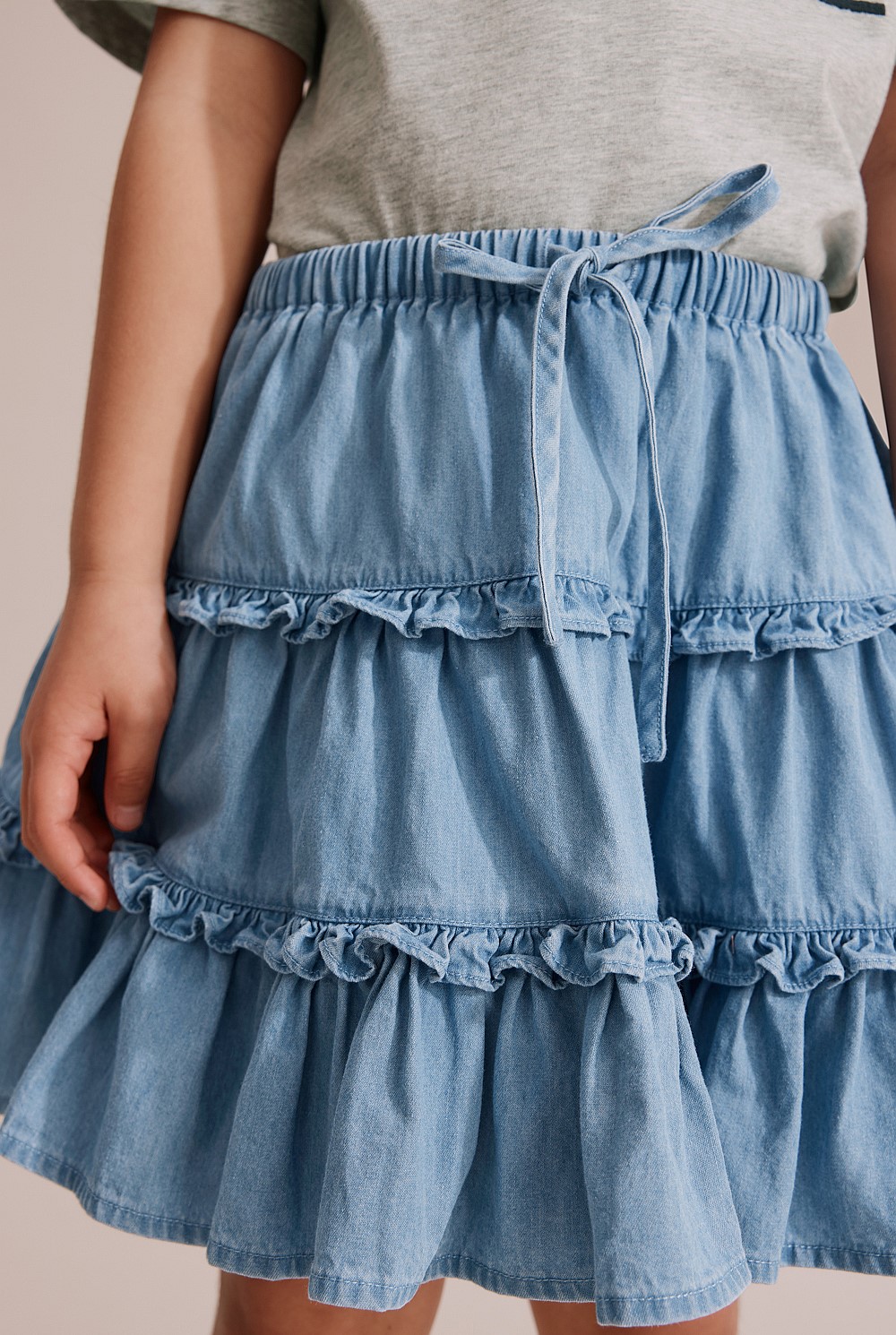 Chambray Tier Skirt