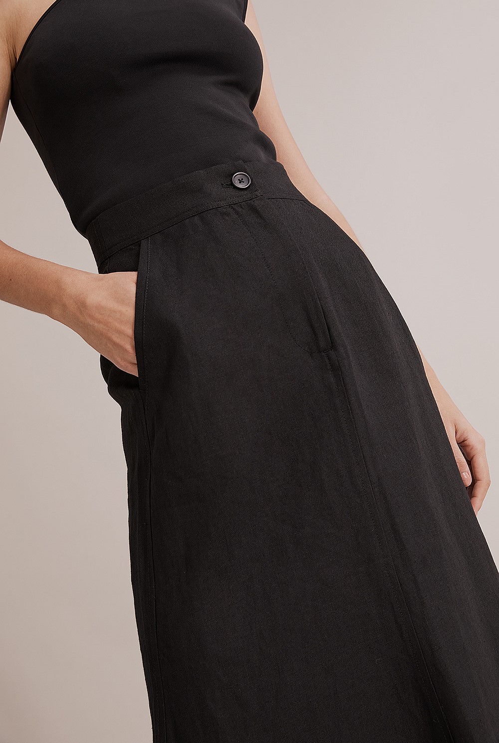 Organically Grown French Linen Midi Skirt