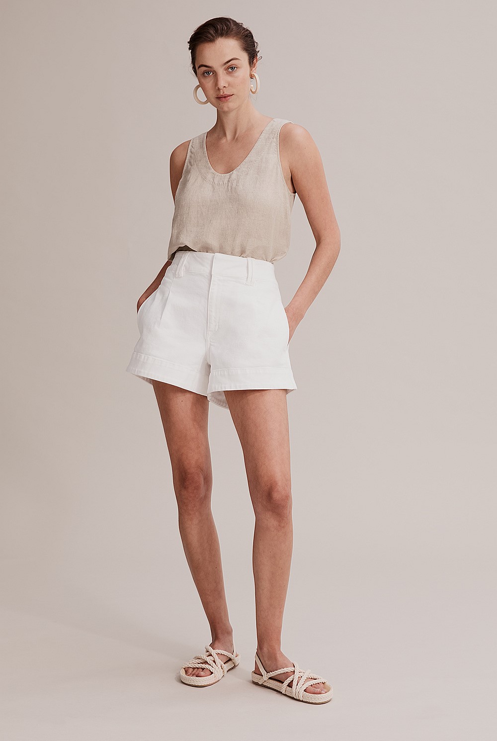 Australian Cotton Denim Pleated Short