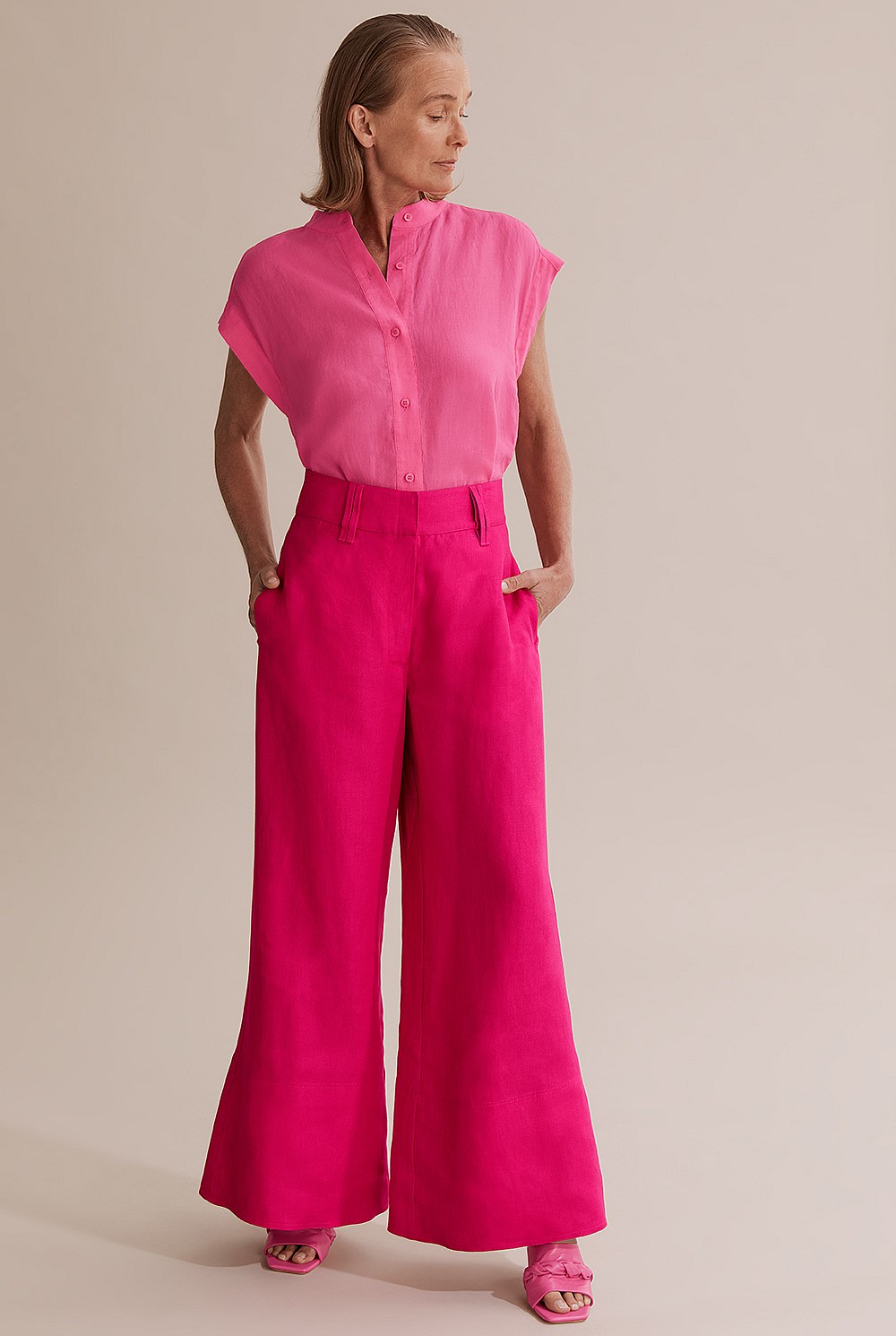 Organically Grown French Linen Wide Leg Pant