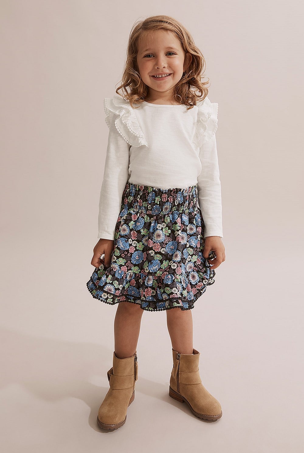 Cotton Slub Frill T-Shirt