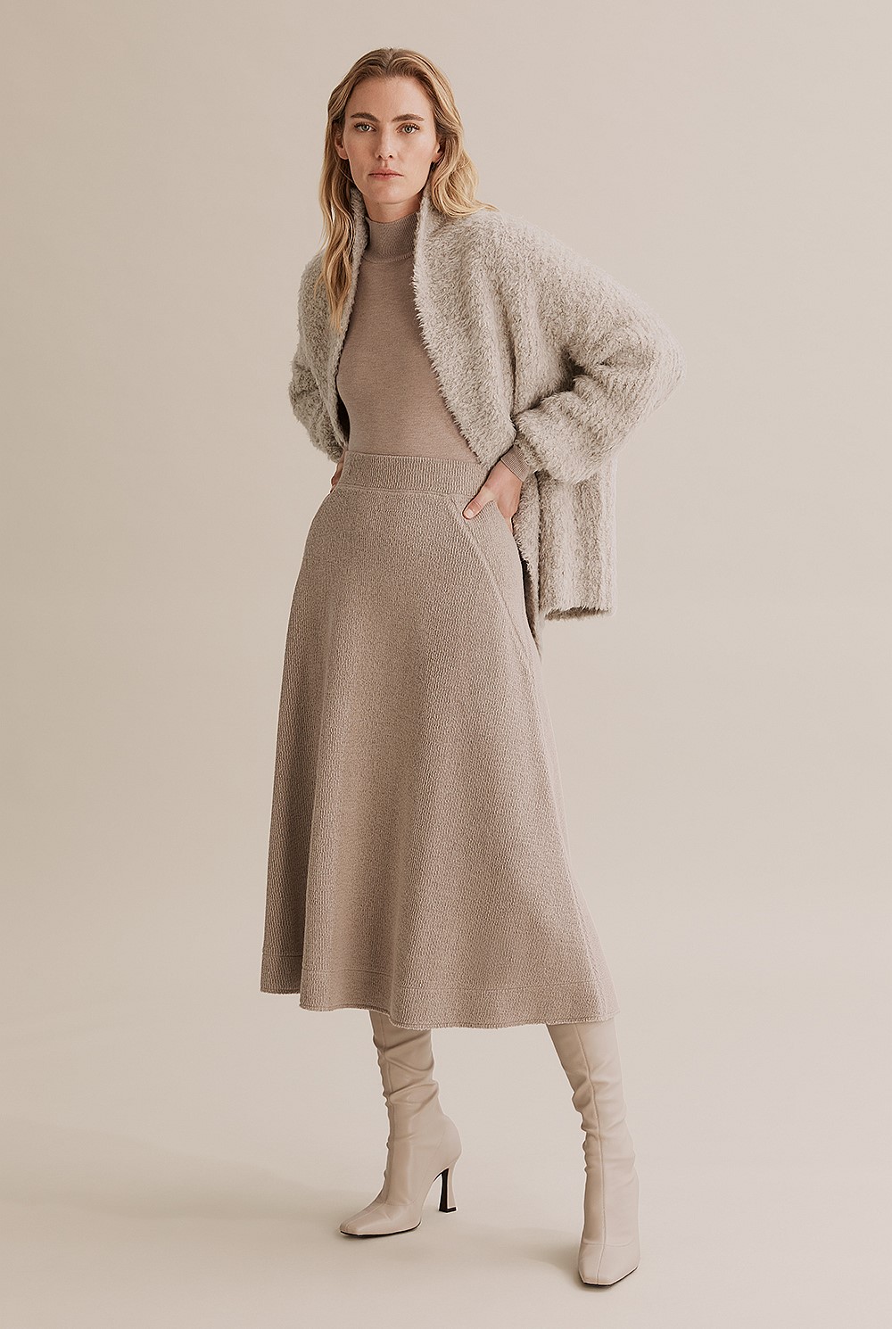 Textured Pull On Skirt