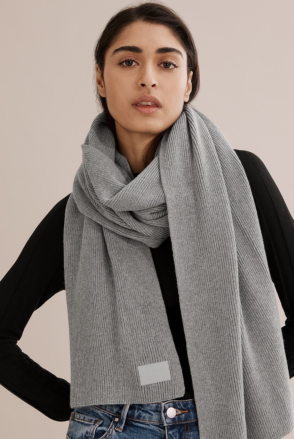 Branded Rib Knit Scarf