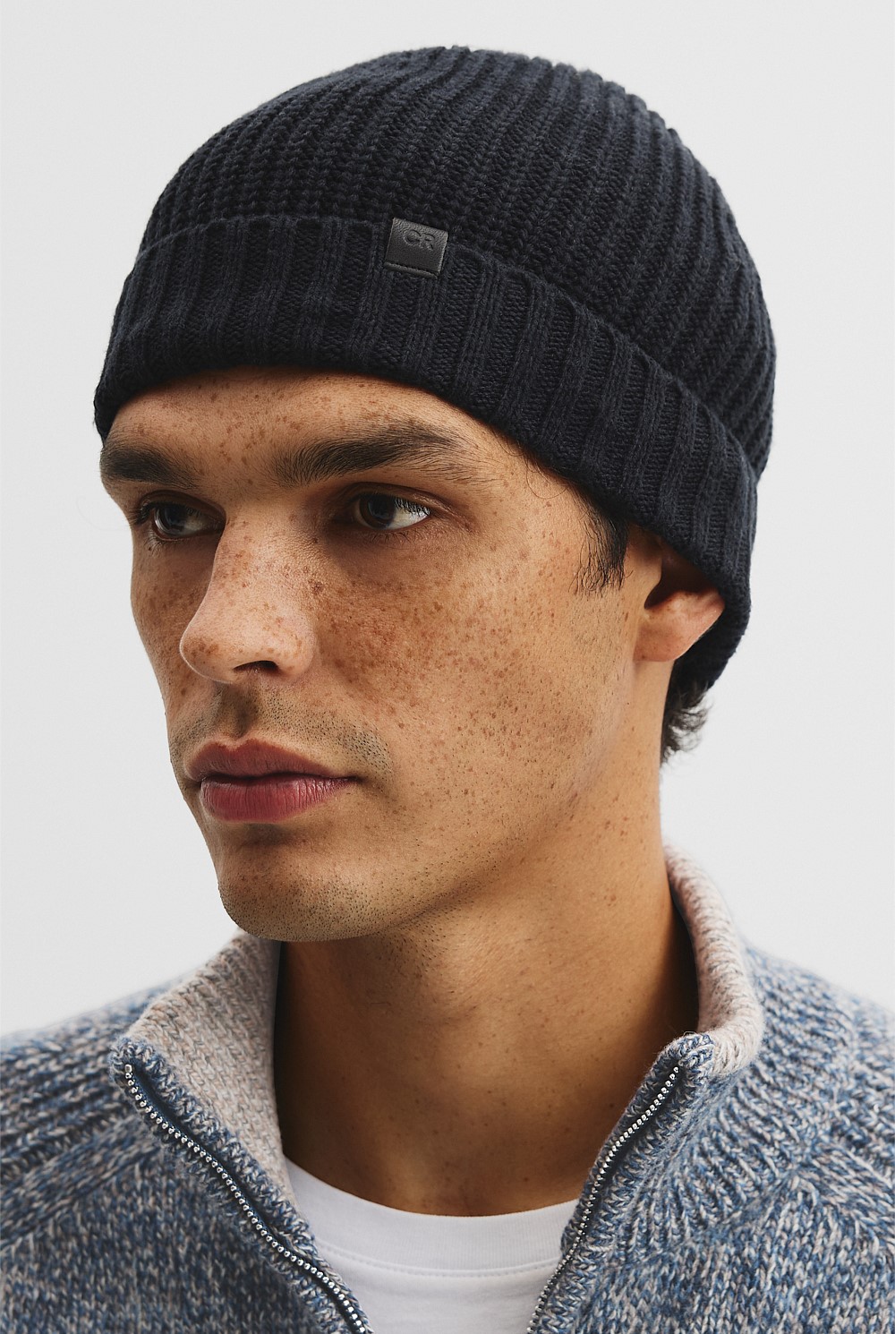 Cotton Blend Rib Beanie