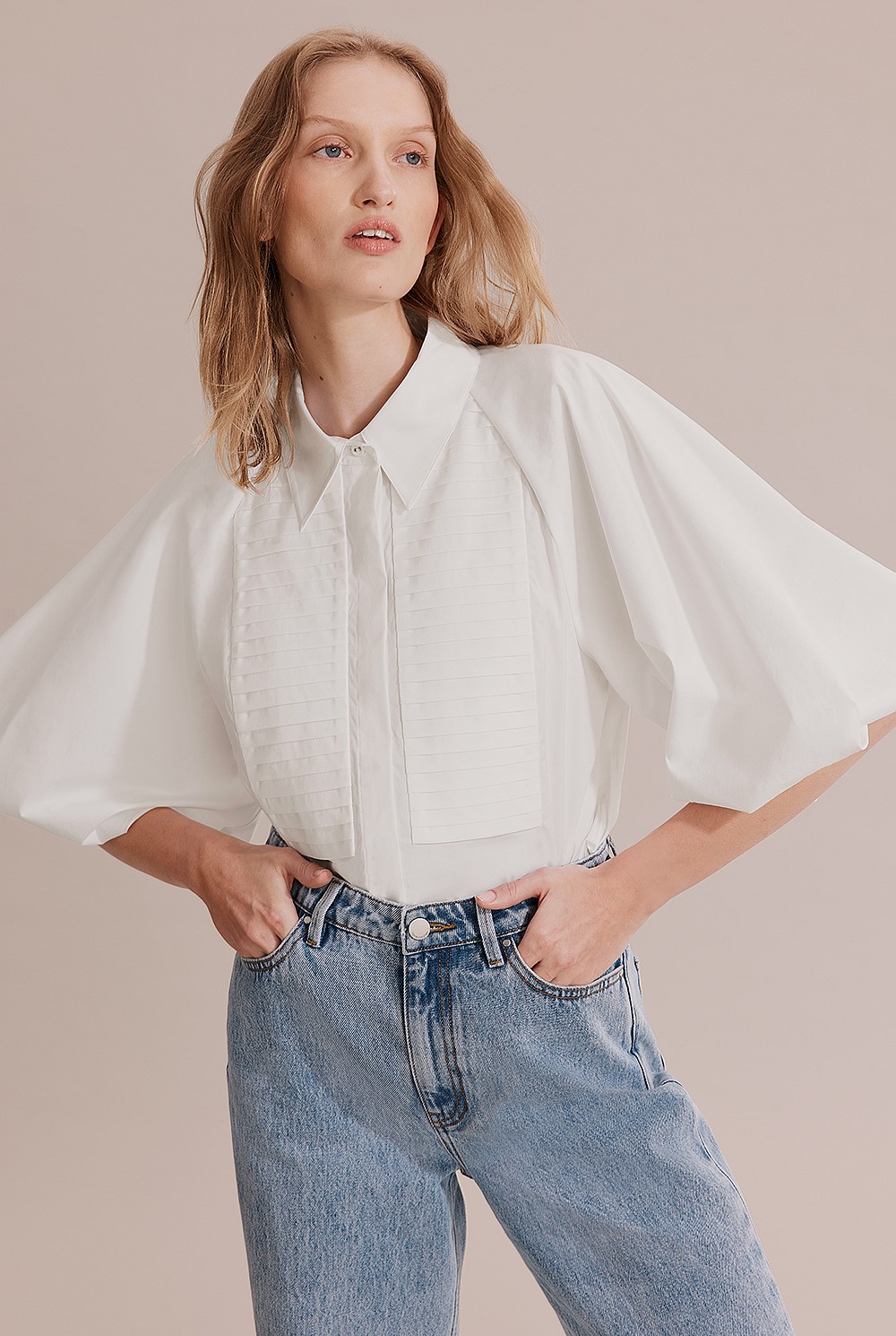 Poplin Blouson Blouse