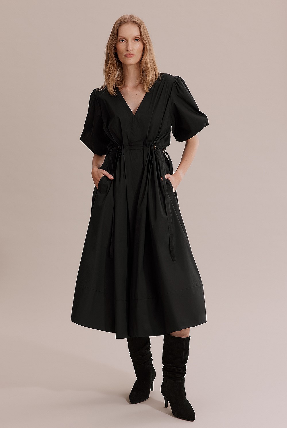 Gathered Detail Midi Dress