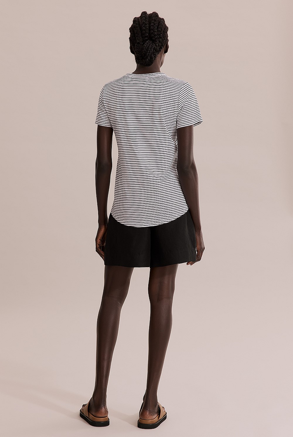 Short Sleeve Cotton Slub Stripe T-Shirt
