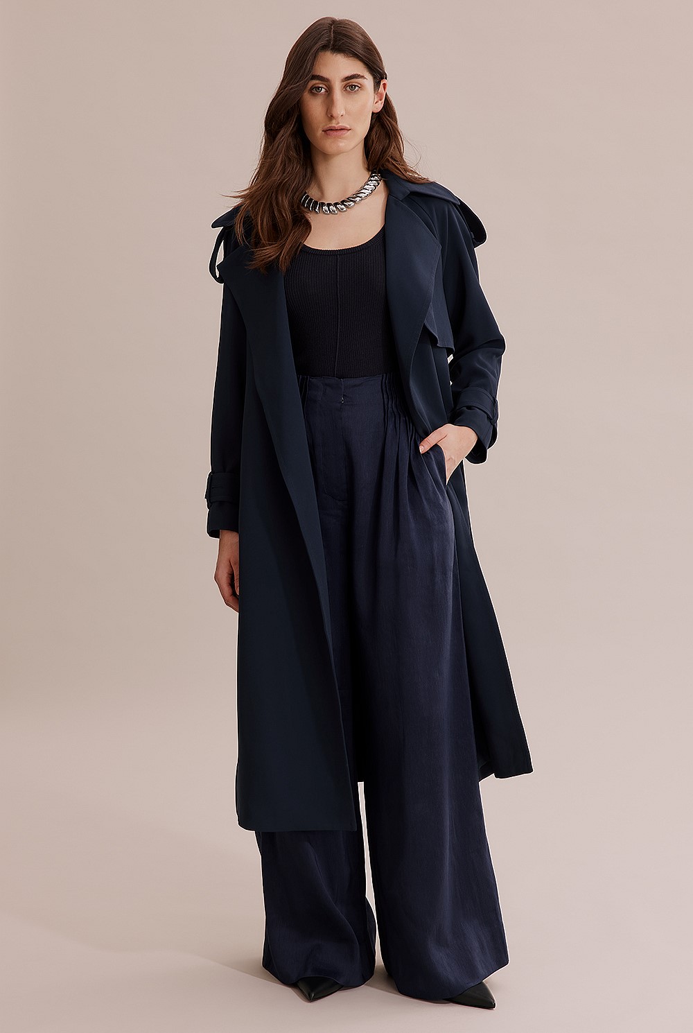 Button Detail Trench Coat