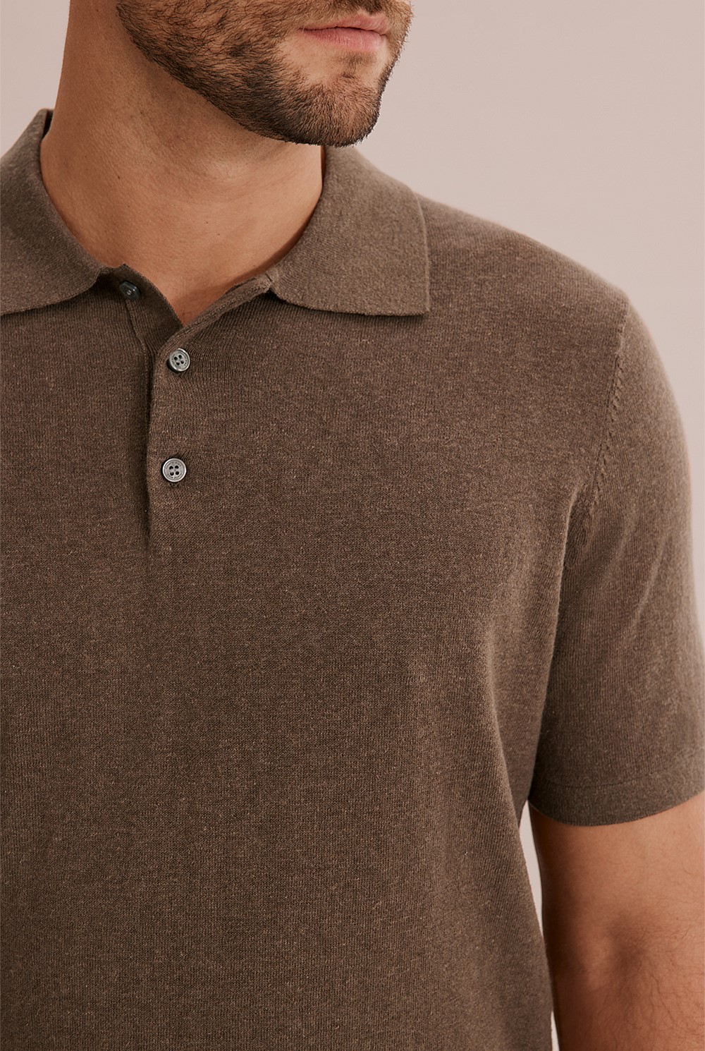 Cotton Linen Knit Polo
