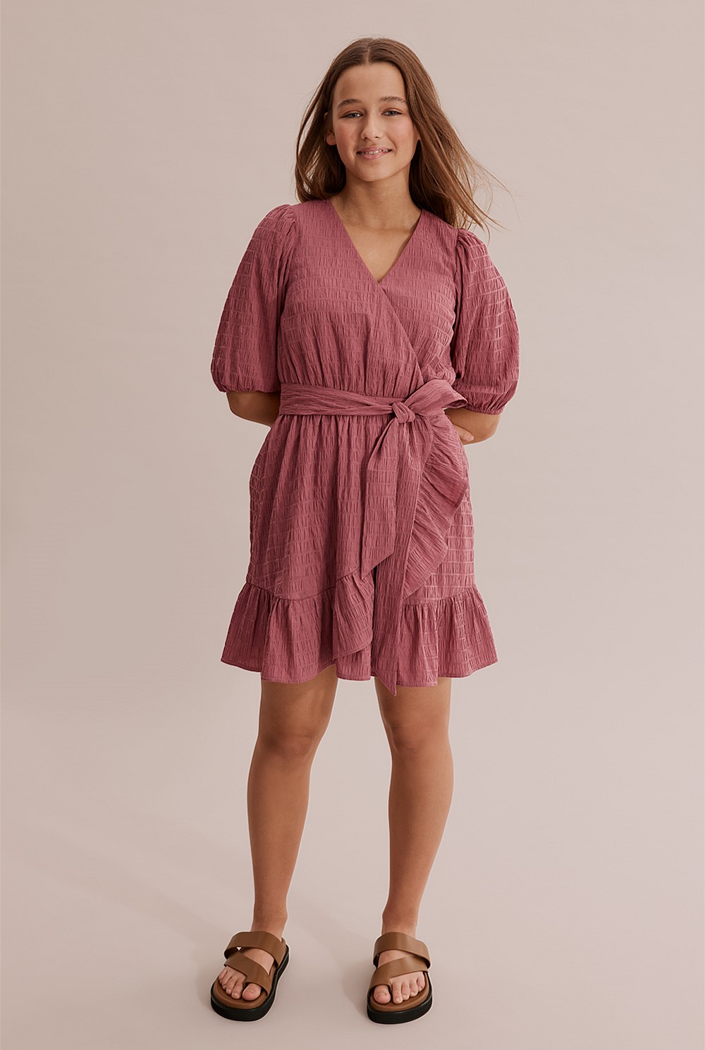 Teen Textured Wrap Dress