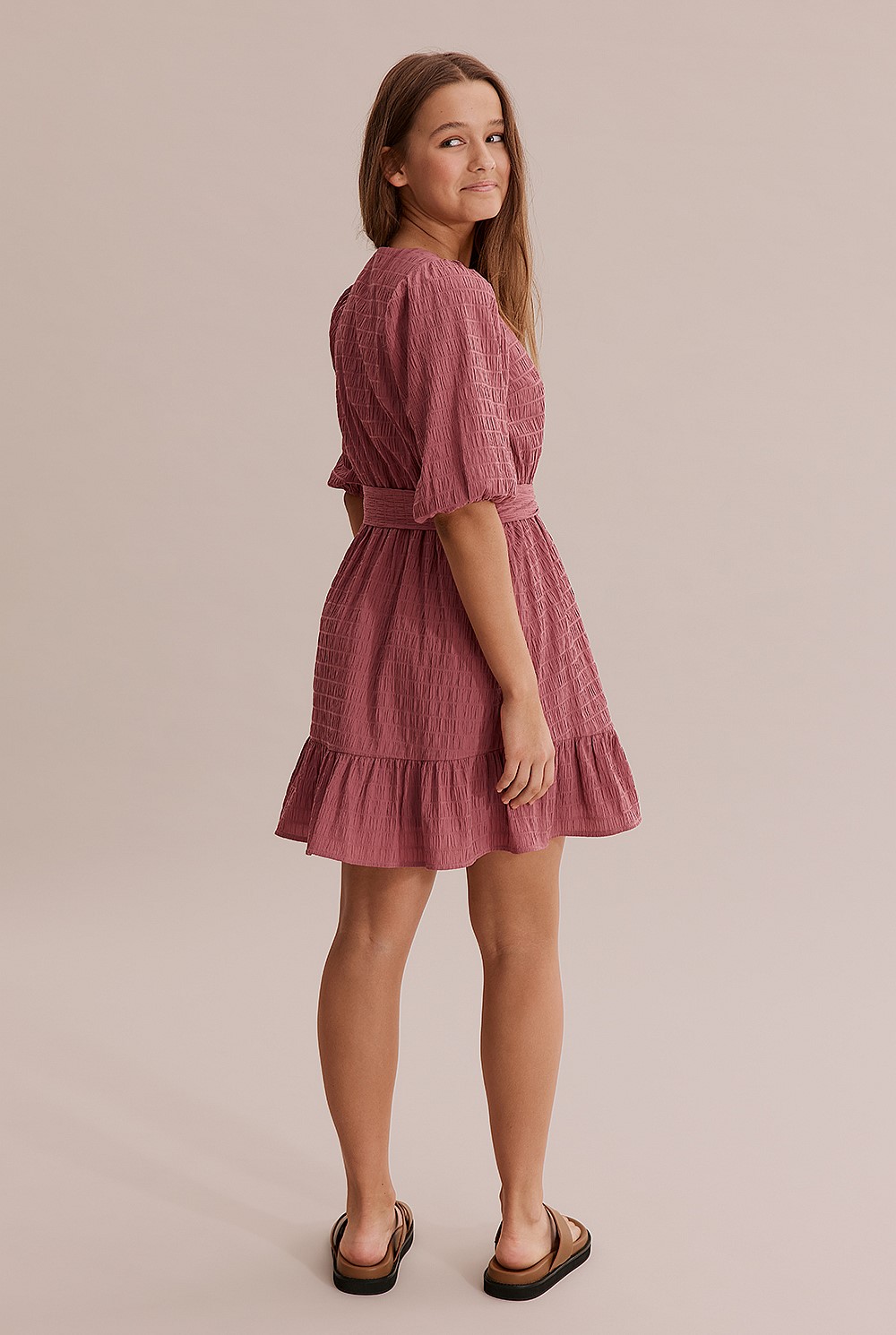 Teen Textured Wrap Dress