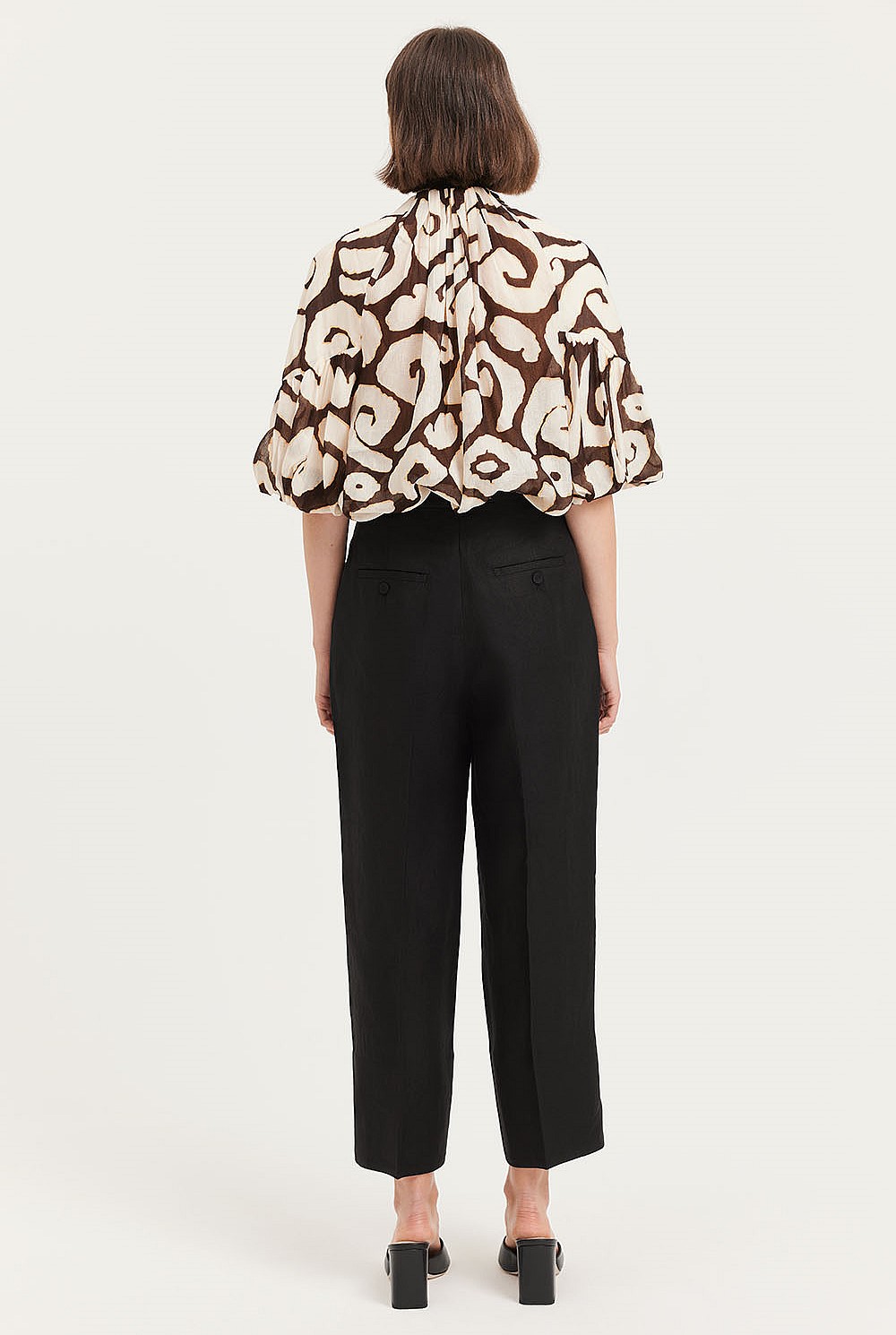 Print Tuck Detail Blouse