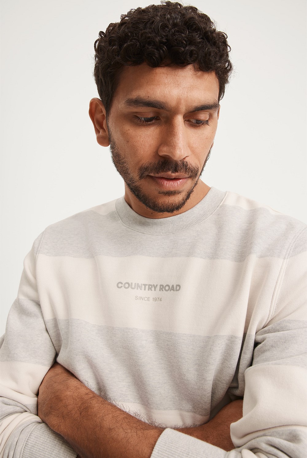Cotton Stripe Logo Sweat