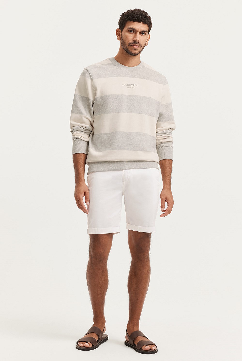 Cotton Stripe Logo Sweat