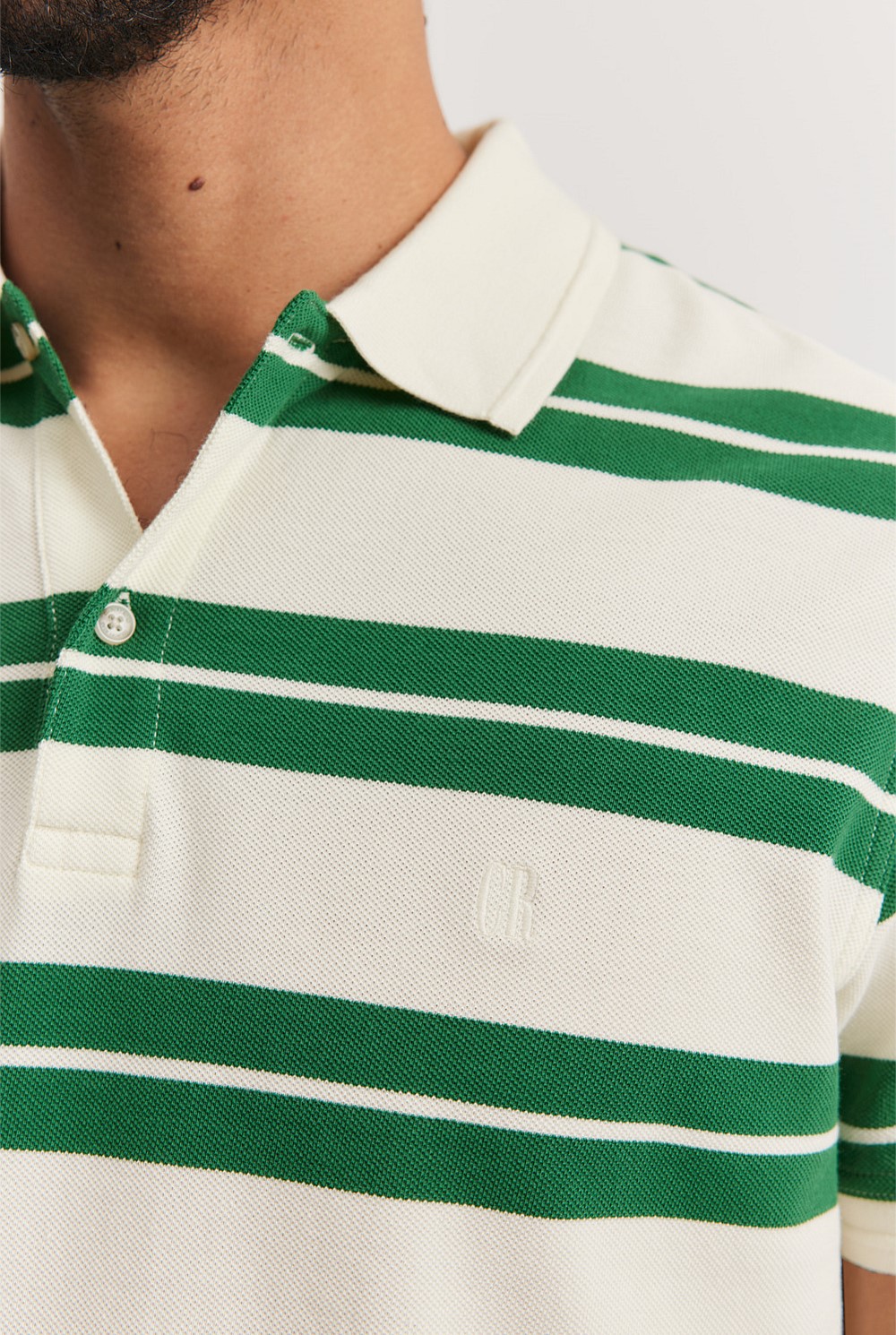 Australian Cotton Wide Stripe Pique Polo