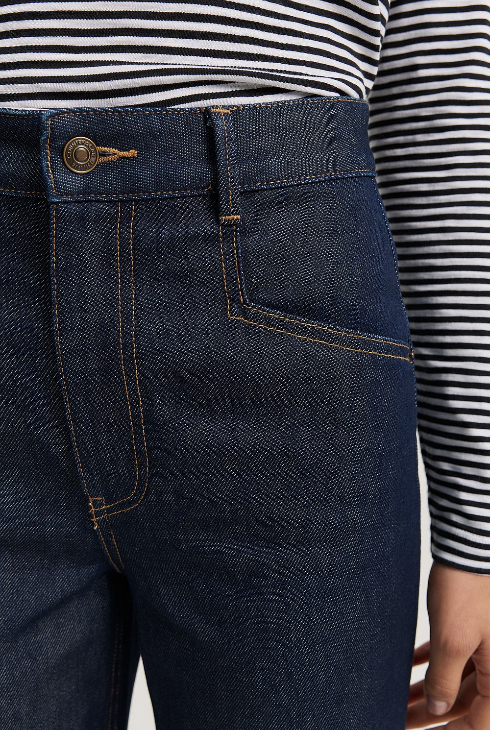 Cotton Blend High Rise Wide Leg Jean