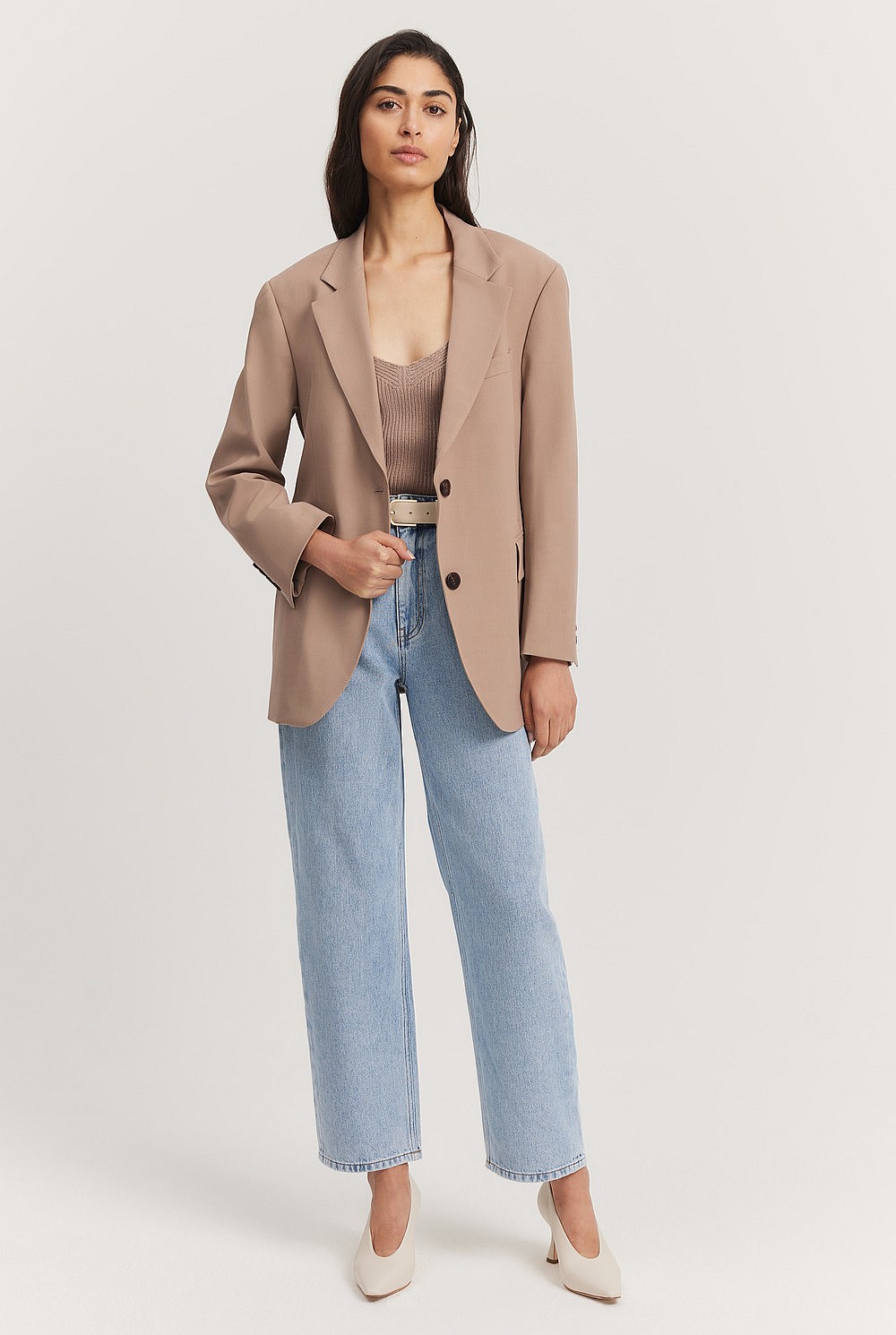 Cotton Blend High Rise Relaxed Fit Jean